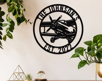 Aangepaste monoplane metalen bord piloot naam teken monoplane metalen muur kunst vliegtuig naam bord voor jongens