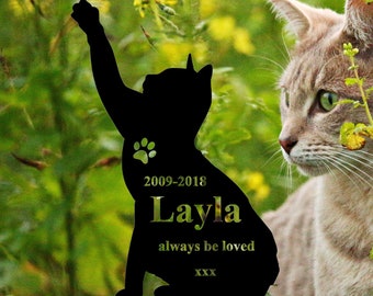 Plaque commémorative personnalisée de chat de pieu de chat avec le marqueur de tombe de chat de pieu cadeaux commémoratifs de chat pieu de jardin en métal pieu d’enterrement de chat