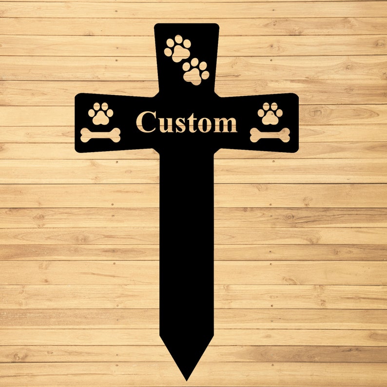 Personalized Dog Memorial Cross Dog Burial Stake Pet Cross Metal Dog Memorial Stake Metal Grave Stake Dog Memorial Plaque with Stake Bild 2