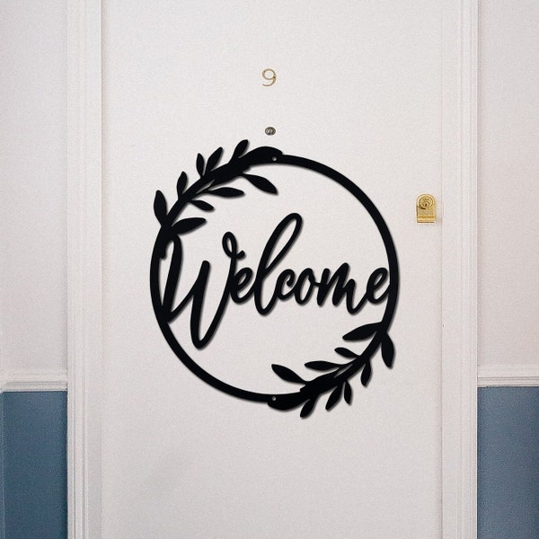Welcome Sign Personalized Welcome Door Hanger Monogram Metal Wall Art Custom Name Sign Entryway Porch Decor Housewarming Gift