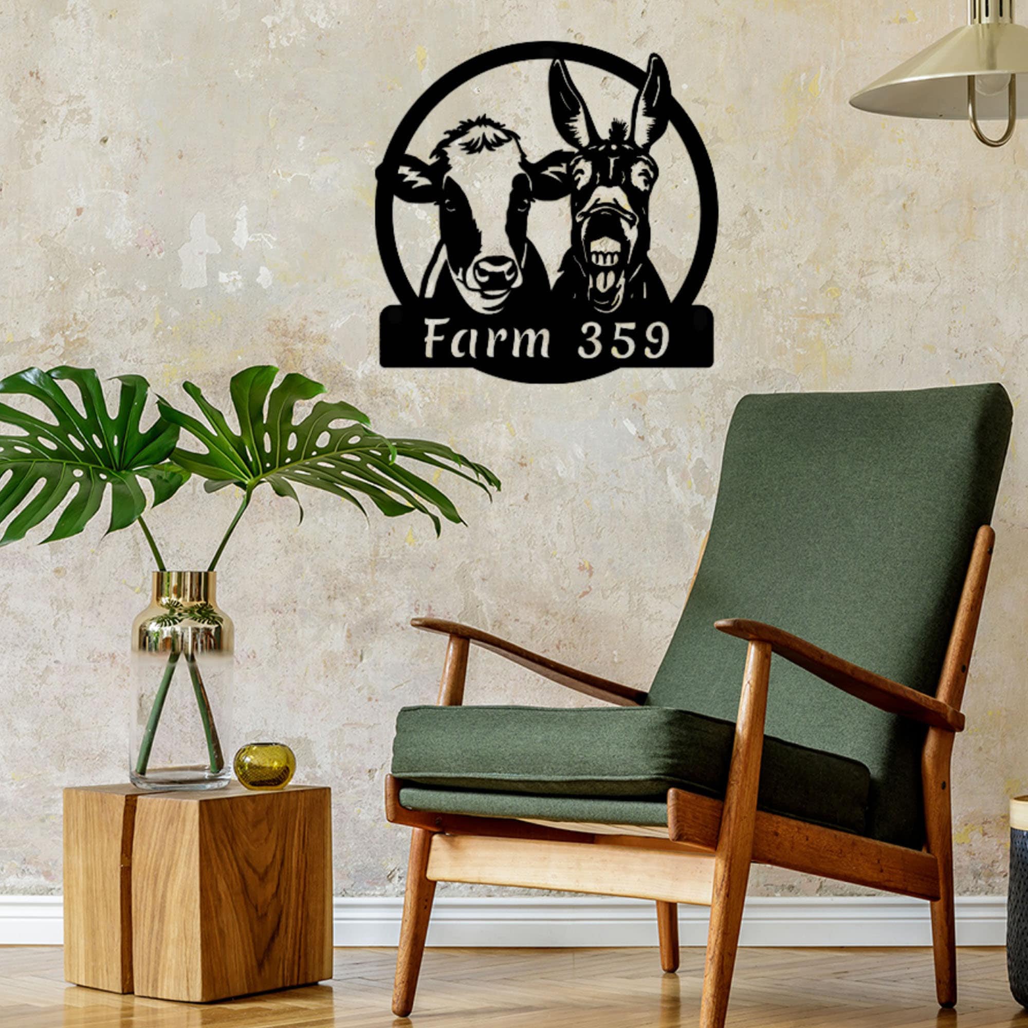Personalized Donkey and Cow Metal Wall Art Custom Farm Metal Sign ...