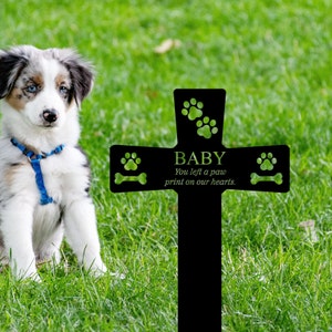 Personalized Dog Memorial Cross Dog Burial Stake Pet Cross Metal Dog Memorial Stake Metal Grave Stake Dog Memorial Plaque with Stake Bild 1