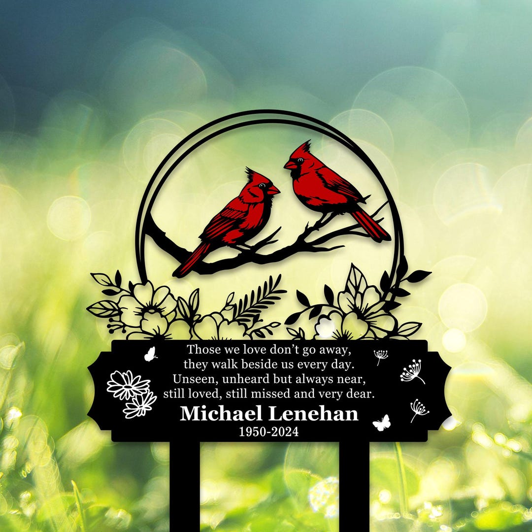 Cardinal Memorial Personalized Cardinal Memorial Sign, Custom Cardinal Garden Stake ...