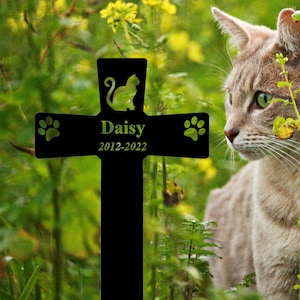 Cat Grave Marker Stake Cat Cross for Pet Grave Cat Memorial Marker Grave Cat Burial Stake Cat Memorial Stake