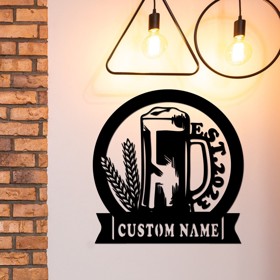 Custom Bar Sign With LED Light Personalized Bar Metal Sign Metal Bar ...