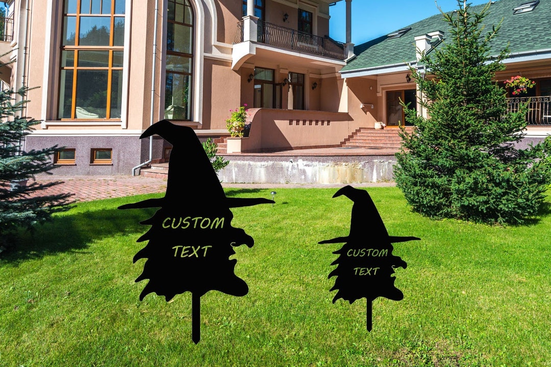 Custom Metal Halloween Yard Sign Witch Yard Stake Witch Metal Etsy