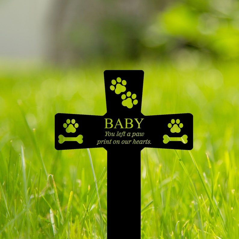 Personalized Dog Memorial Cross Dog Burial Stake Pet Cross Metal Dog Memorial Stake Metal Grave Stake Dog Memorial Plaque with Stake Bild 3