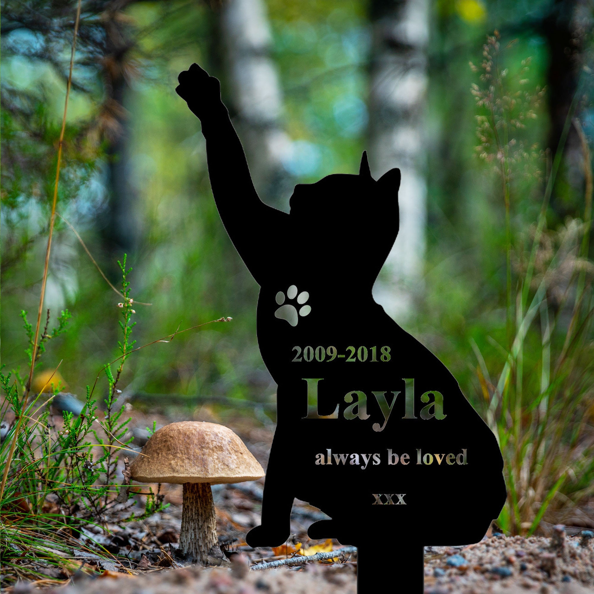 Custom Cat Memorial Stake Personalized Cat Memorial Plaque with Stake Cat Grave Marker Cat Memorial Gift Metal Garden Stake Cat Burial Stake