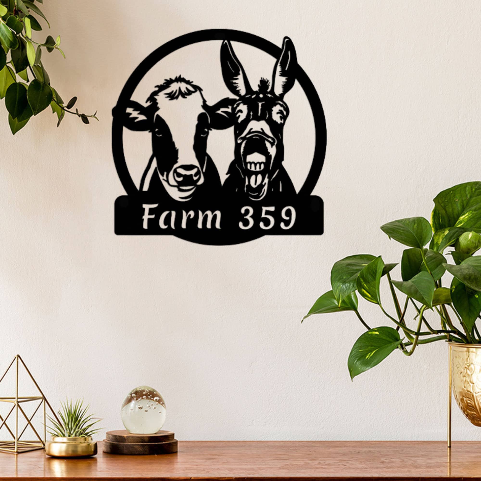 Personalized Donkey and Cow Metal Wall Art Custom Farm Metal Sign ...