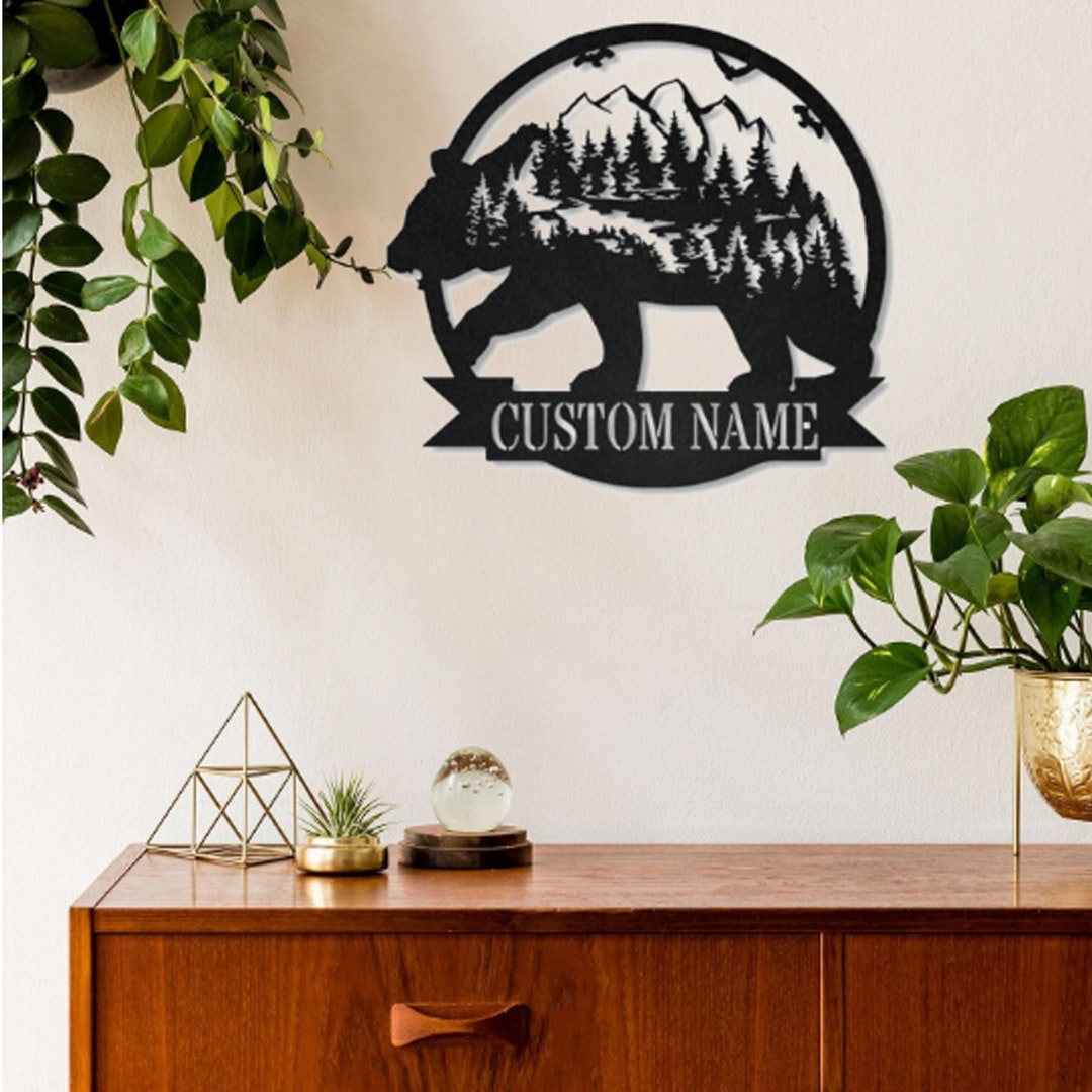 Metal Bear Wall Art Metal Rustic Forest Wall Decor Metal Bear
