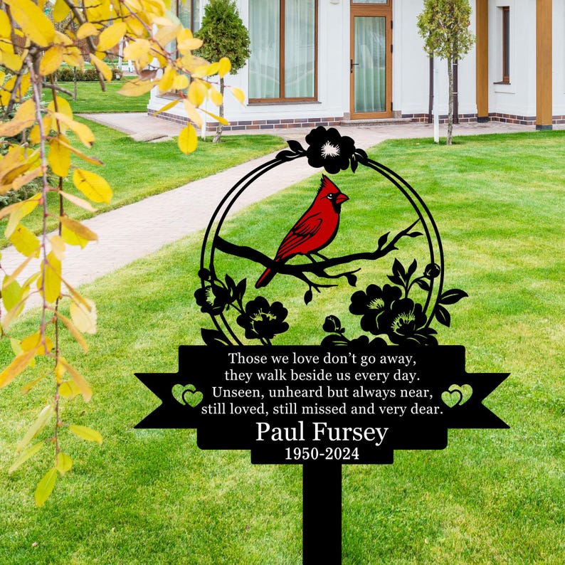 Personalized Cardinal Memorial Sign, Custom Cardinal Garden Stake ...