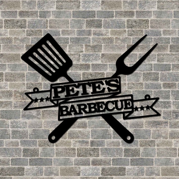 Custom Barbecue Sign Personalized Kitchen Wall Art Barbecue Wall Art Housewarming Gift BBQ Name Sign Smokehouse Sign Outdoor