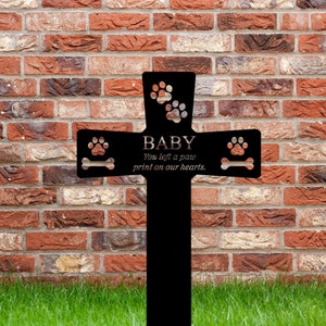 Personalized Dog Memorial Cross Dog Burial Stake Pet Cross Metal Dog Memorial Stake Metal Grave Stake Dog Memorial Plaque with Stake Bild 6