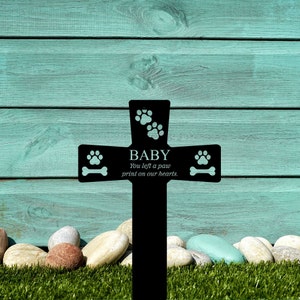 Personalized Dog Memorial Cross Dog Burial Stake Pet Cross Metal Dog Memorial Stake Metal Grave Stake Dog Memorial Plaque with Stake Bild 5