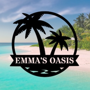 Custom Palm Trees Sign Patio Sign Palm Trees Metal Wall Art Pool Decor Outdoor Palm Tree Pool Sign Beach House Sign Housewarming Gift