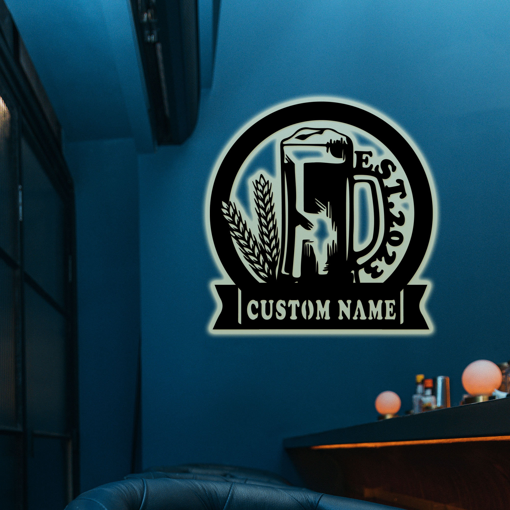 Custom Bar Sign With LED Light Personalized Bar Metal Sign Metal Bar ...