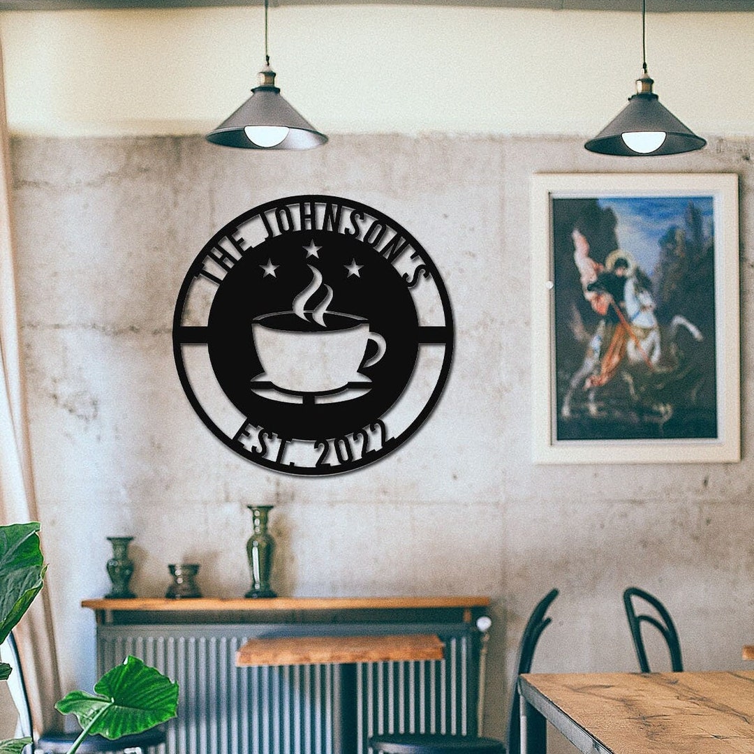 Personalized Coffee Bar Sign Coffee Bar Wall Hanging Home Decor Custom