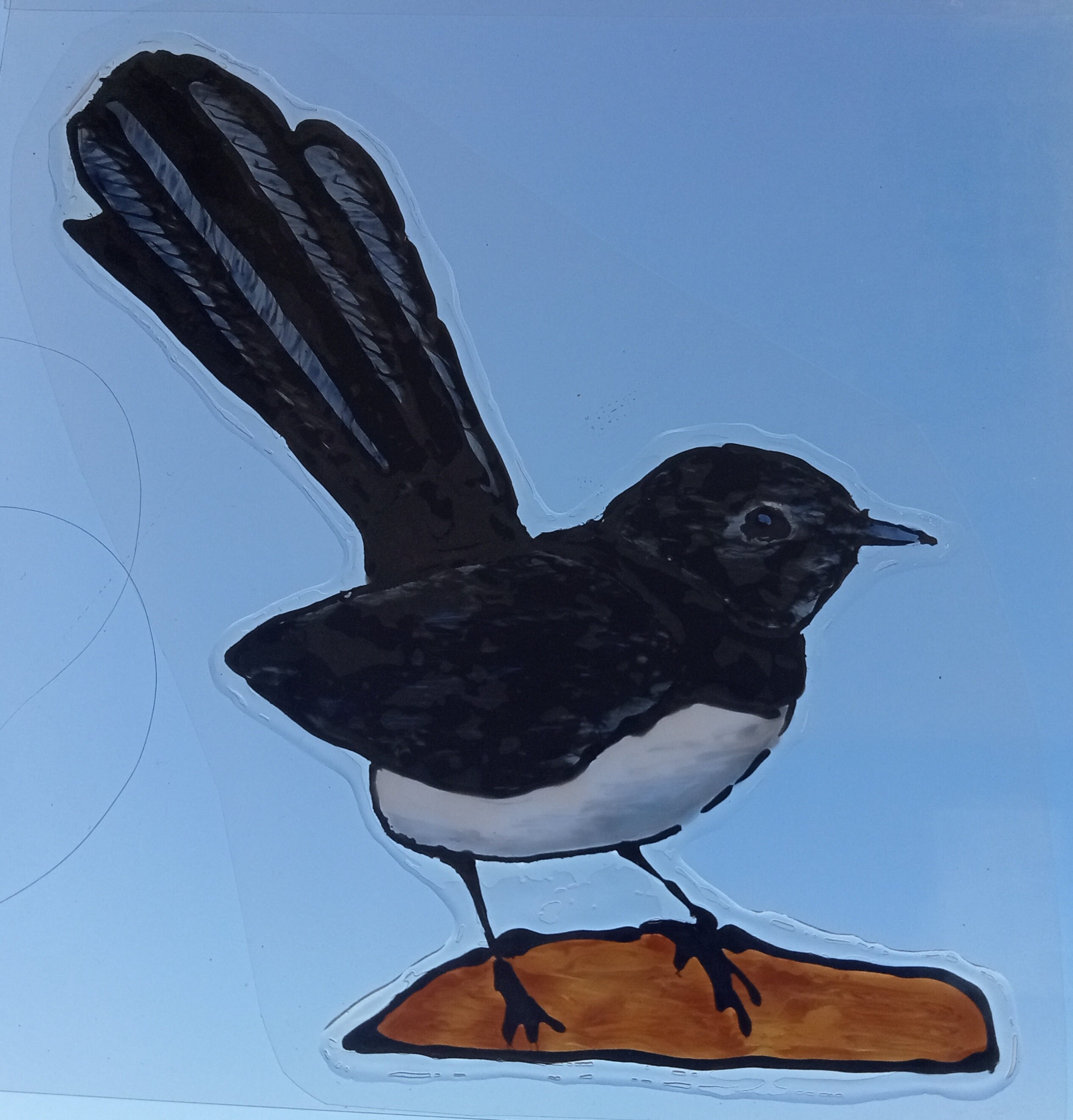 Willy Wagtail Native Australian Bird Faux Stained Glass Window Etsy Australia