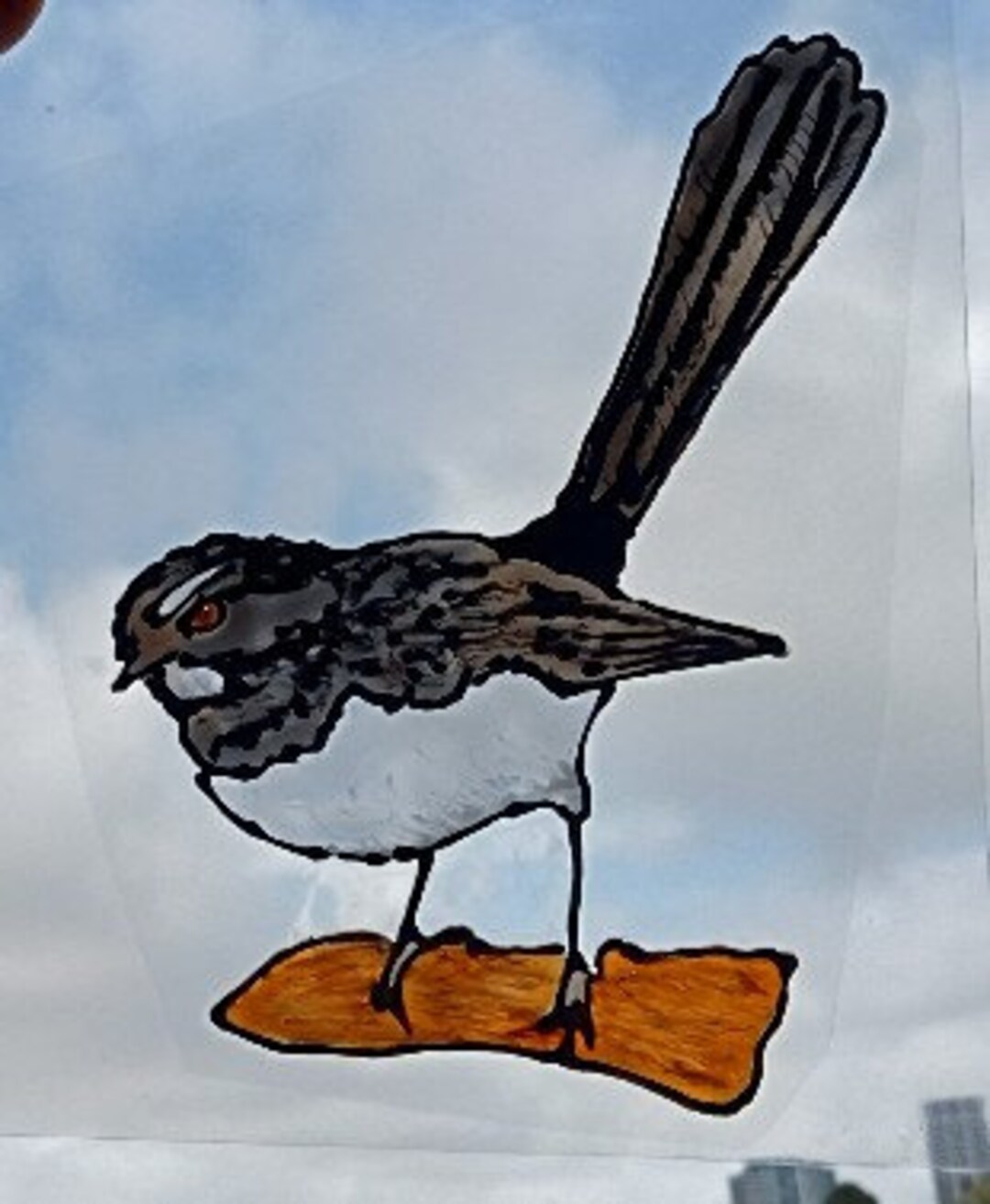 Willy Wagtail Native Australian Bird Faux Stained Glass Window Cling. Etsy Australia