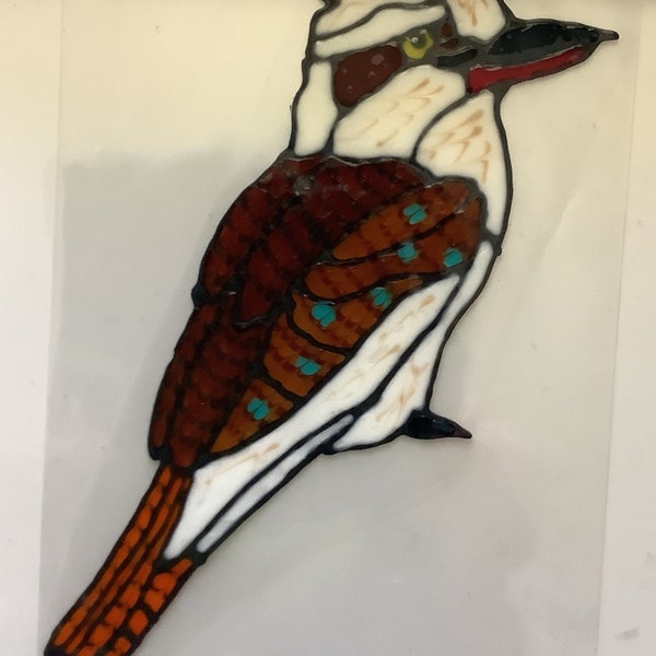 Australian Laughing kookaburra faux stained glass window cling hand crafted Medium sized High quality  item