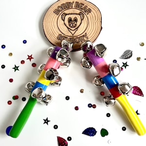 Multicolour Wooden Jingle Bell Rattle: Baby Musical Gift (Set of 2)