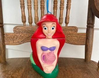 Vintage jaren 1990 Disneys Ariel 3D Straw Cup
