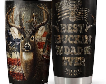 Hunting Gifts for Men - Stainless Steel Tumbler 20oz for Father - Best Buckin Papa - Gifts for Fathers Day & Birthday from Daughter Son