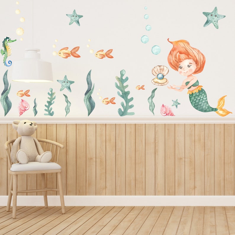 Mermaid Wall Decal, Removable and Repositionable, Mermaid Wall Sticker