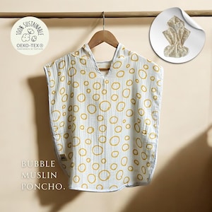 Bubble Muslin Pancho, Poncho Towel, Organic Muslin Poncho, Hooded Towel for Baby, Bath Towel for Kids, Surf Towel, Bath Towel,