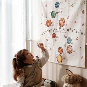 Sonnensystem Wandteppich, Weltraum-Wandbehang, Baby-Raum-Dekor, Kinder-Wandbehang