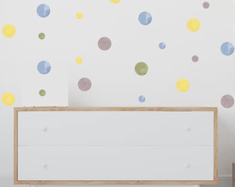 Watercolor Polka Dot Wall Decals, Boho Removable Stickers