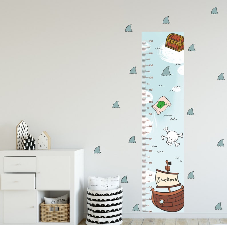Growth Chart for Kids, Removable and Repositionable, Pirate Height