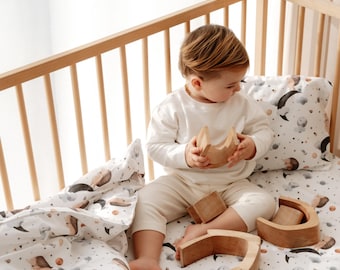 Woodland Baby-sängkläderset, påslakan i ekologisk bomullssatin