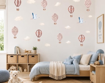 Hot Air Balloons Boho Decal | Removable | Fabric | Pvc Free | Easy to Apply