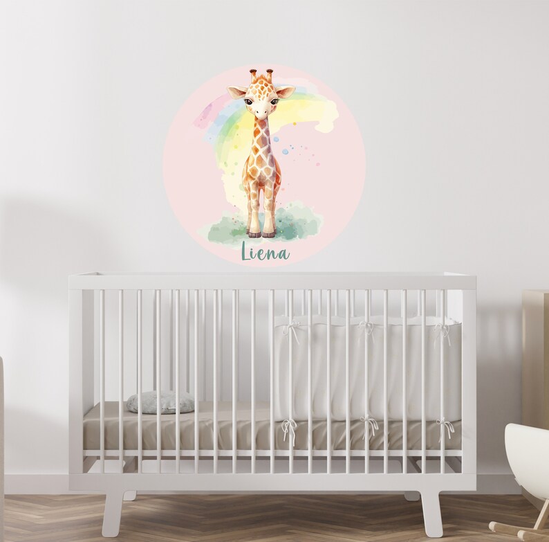 Round Giraffe Wall Decal, Removable and Repositionable, Custom Rainbow