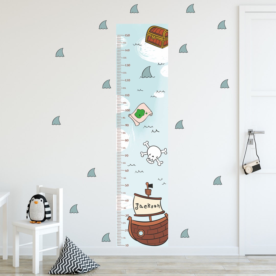 Growth Chart for Kids, Removable and Repositionable, Pirate Height