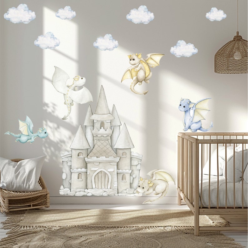 Cute Dragon Decal for Baby, Removable and Repositionable, Baby Dragon