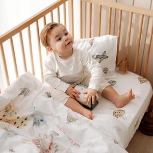 Weltkarte Baby-Bettwäsche-Set, Kleinkind-Bettwäsche, Bettbezug, Baby-Krippenbettwäsche-Set, natürliche Baumwollbettwäsche-Set, Kinderzimmer-Bettwäscheset