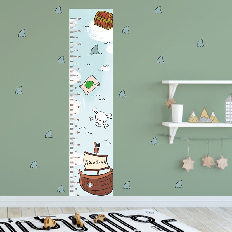 Growth Chart for Kids, Removable and Repositionable, Pirate Height