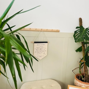 Wimpel, Bio-Baumwollstoff Banner, Weltkarte Banner, Babyzimmer Wanddekoration, Kinderzimmer Banner