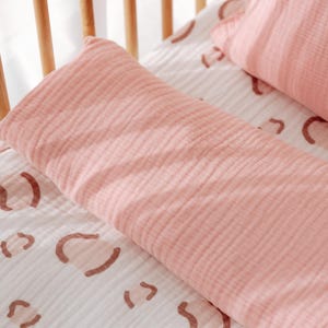Parure de lit en mousseline rose léopard, literie pour tout-petit, housse de couette, parure de lit pour bébé, parure de lit en coton naturel, parure de lit pour chambre d'enfant