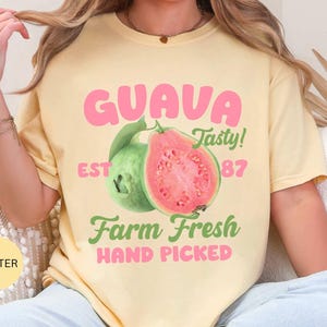 Guava shirt, trendy fruit shirts, exotic fruit tshirt, summer fruit aesthetic, cottagecore fruit tee, retro fruit tshirt, farmer market