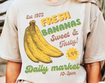 Trendy banana shirt, retro fruit shirts, women’s vintage fruit t shirt, banana lover shirt, fruit aesthetic cottagecore botanical shirt,