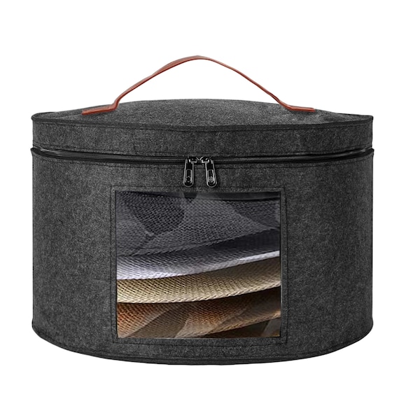 Large Hat Storage Box 19'' Hat Box for Large Hats, Hat Boxes for Women  Storage Large Round Hat Boxes for Men Foldable Storage Box with Lid Felt