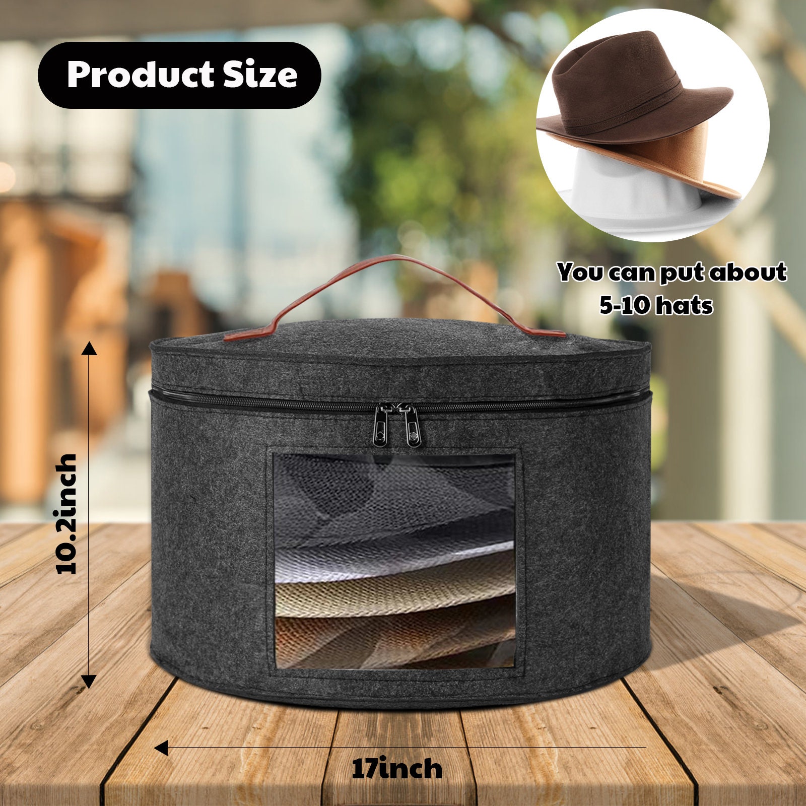 Hat Box Hat Storage Box for Women Men Storage Bin Large Capacity Foldable  Travel Hat Boxes Collapsible Hat Organizer for Toy Storage Closet Gray Large