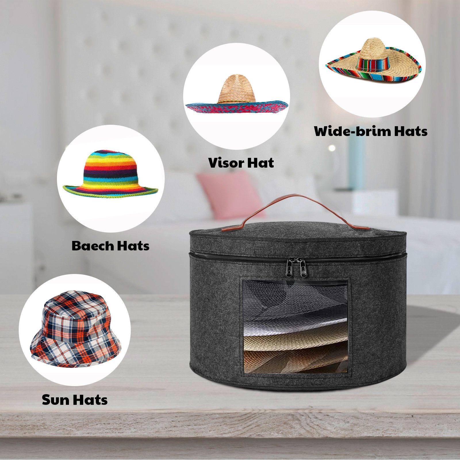 Hat Boxes for Women Storage & Menfoldable Hat Storage Boxeslarge