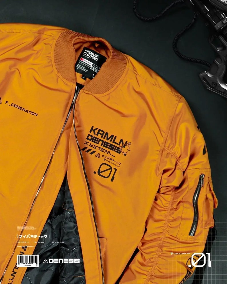 KRMLN Type Genesis Veste coupe-vent imperméable Cyberpunk Mustard