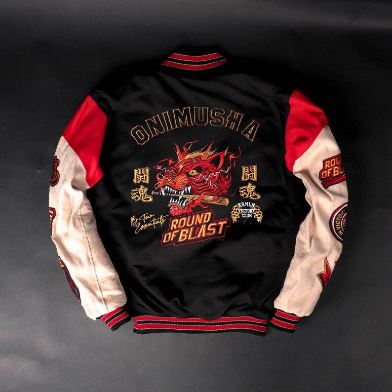 KRMLN Embroidery Varsity Jacket Series Onimusha Etsy