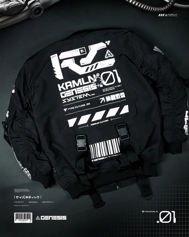 KRMLN Type Genesis Veste coupe-vent imperméable Cyberpunk Noir