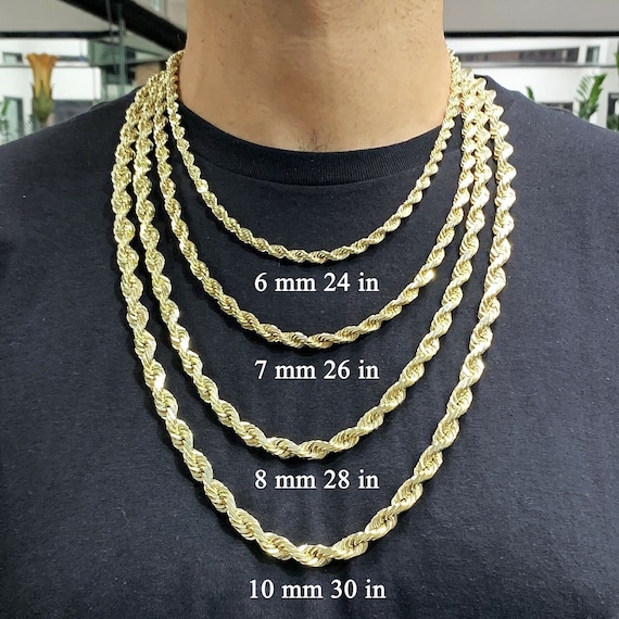 14K Gold Diamond Cut Rope Chains 